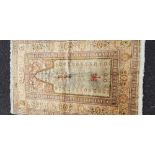 AN ANTIQUE SILK KAYSERI RUG, hand-knotted and woven, knot density 750 knots per running meter of