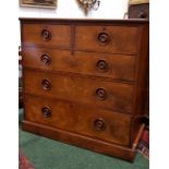 A WILLIAM IV MAHOGANY 5 DRAWER CHEST, with turned handles, 43" x 21" x 43" W x D x H