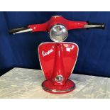 A 'VESPA' TABLE LAMP, red 'Vespa' style table lamp in the form of a classic 'Vespa' bike