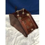 A MAHOGANY COAL BOX, with brass mounts and shovel, 35 x 34 x 50 approx