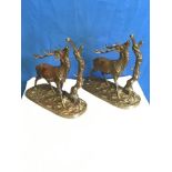 A PAIR OF STAG AFTER JULES MOIGNIEZ, on a marble base, 44 x 23 each approx
