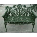 GOOD QUALITY HEAVY CAST IRON TWO-SEATER GARDEN BENCH with foliate & scroll decoration