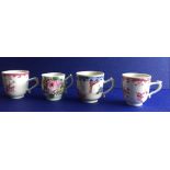 A MIXED LOT OF 4 18TH CENTURY FAMILLE VERTE COFFEE CUPS