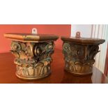 A PAIR OF 19TH CENTURY GILDED 'CORINTHIAN' STYLE WALL BRACKETS, 5" tall approx
