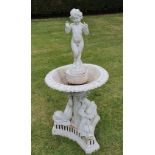 A VERY FINE & RARE MID 19TH CENTURY CAST IRON GARDEN FOUNTAIN, possibly Coalbrookdale, the basin