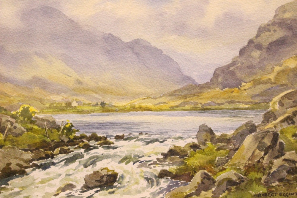 ROBERT EGGINTON, (IRISH, B.1943), "THE GAP OF DUNLOE", watercolour on paper, signed lower right, - Image 2 of 3