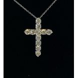 AN 18CT WHITE GOLD DIAMOND CROSS, 2.25cts