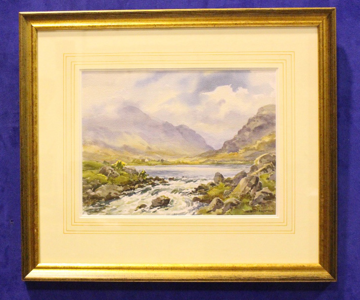 ROBERT EGGINTON, (IRISH, B.1943), "THE GAP OF DUNLOE", watercolour on paper, signed lower right,