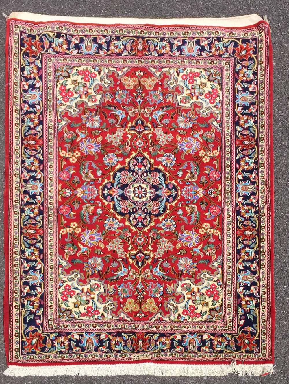 A VERY FINE 20TH CENTURY PERSIAN ‘QUM’ WOOL FLOOR RUG, in excellent condition, it once hung on the - Image 7 of 7