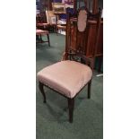 A PIERCED SPLAT BACK SIDE CHAIR, stuffed over beaded seat, raised on cabriole front leg