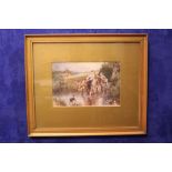 AFTER MYLES BIRKET-FOWLER, "TAKING THE CALF HOME", a framed print, possibly published by M.H.
