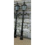 PAIR OF VERY FINE EXTERNAL CAST IRON ESTATE LAMPS, 8ft high