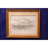 THE PORT OF DUBLIN, watercolour on paper, unsigned, Irish, 20th century, 152 x 11" approx