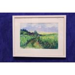 COLETTE MILLS, "LANDSCAPE", watercolour on paper, signed lower left, 30" x 23" approx frame