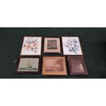 A MIXED LOT OF FRAMED PICTURES, (i) A pair of Lucy Wiles framed prints, flowers (ii) religious image