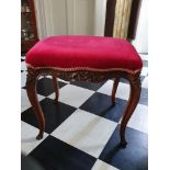 A FRENCH MAHOGANY STOOL, circa 1860, well carved, 12” deep x 20” wide x 19” high approx