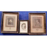 THREE FRAMED PRINTS, (i) AFTER VANDYKE, "RUBENS", Wm Wollett Sculpsit, "To the Rt Honble Francis