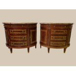 A QUALITY PAIR OF MID 20TH CENTURY CHESTS / CABINETS, curved / demi lune shape, each highly