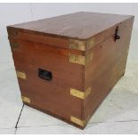 A QUALITY LARGE SIZE 19TH CENTURY BRASS BOUND CAMPHOR WOOD TRUNK, 25.75” (H) x 41” (W) x 23.75” (D)