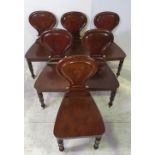 A RARE SET OF 6 19TH CENTURY MAHOGANY HALL CHAIRS, in good condition, 17” (w) x 34” (h) x 19.5” (