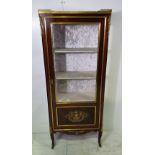 A GOOD QUALITY 19TH CENTURY BRASS INLAID MAHOGANY DISPLAY CASE, fully restored, with marble top,