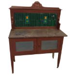 AN IRISH PAINTED PINE WASH STAND, with marble top, 41" (W) x 19" (D) x 51" (H) approx