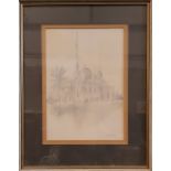 S M PALLEY, “A MOSQUE”, watercolour on paper, signed lower right, 13” x 9” approx paper 19” x 15”