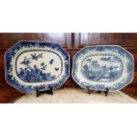 TWO CHINESE EXPORT WARE, Nankin style imagery, serving plates, possibly 18th century, (i) with