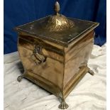 A GOOD QUALITY BRASS COAL OR LOG BOX with lid