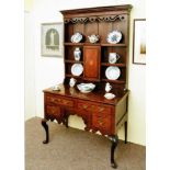 A VERY FINE 19TH CENTURY IRISH OAK & MAHOGANY INLAID DRESSER, with raised gallery back having