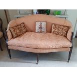 A GEORGE III HEPPLEWHITE SOFA, circa 1785 in apricot damask Mahogany 59” long x 38.5” high approx