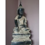 A LARGE BRONZE BUDDHISTIC FIGURE, in meditation Siam, circa 1900, 23.5” high approx