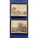 AFTER FRANCESCO ZUCCARELLI, A PAIR OF FRAMED PRINTS, PASTORAL SCENES (i) “DA CIBO IL PRATO AL