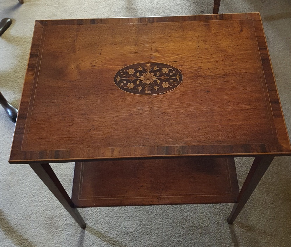 A FINELY INLAID MAHOGANY TABLE / SIDE TABLE, circa 1880