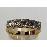 AN 18CT YELLOW GOLD FIVE STONE DIAMOND RING, diamond 1.65 cts these diamonds have great life with