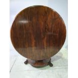 A GOOD QUALITY WILLIAM IV ROSEWOOD CIRCULAR DINING TABLE, in the manner of Irish (Dublin)