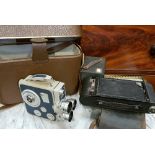 A MIXED CAMERA LOT, includes (i) A cased Eumig C3 M movie camera, (ii) a box brownie (iii) A folding