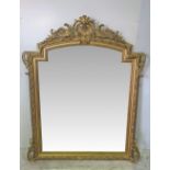 A VERY FINE 19TH CENTURY GILT OVERMANTLE MIRROR, in excellent condition, with foliage and shell