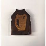 A KILLARNEY WATCH BOX, 19th century, yew-wood inlaid with a harp, 3 1/2" x 3" x 1" approx