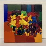 VALERIE CATOIRE, "FLORAL ARRANGEMENT", oil on canvas, unframed, signed lower centre, 16in x 16in