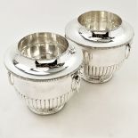A PAIR OF ANTIQUE SILVER PLATED CHAMPAGNE COOLERS, Sheffield, England, circa 1815, approx height