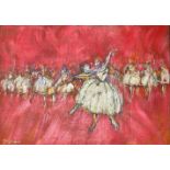 MARIE CARROLL, "ARABESQUE - THE BALLET", mixed media on card, signed lower left, 40" x 28"