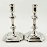 A PAIR OF 18TH CENTURY / GEORGE I CAST SILVER CANDLESTICKS, made in 1723 by Thomas Farren, 16.4cm