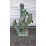 AN UNUSUAL FRENCH BRONZE MERMAID FOUNTAIN, 72in high