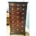 A GOOD QUALITY IRISH GEORGE II TALL-BOY CHEST, having a moulded cornice top over 7 graduated