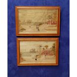 A PAIR OF SAILORS WOOLWORK “WOOLIES”, NAUTICAL THEMED EMBROIDERY PIECES, (1) The Farewell, 26" x 17"