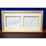 MARKEY ROBINSON, A Pair of Pen Sketches, Unsigned, Inscribed with Location on Right Side Sketch,