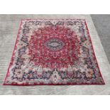 A QUALITY VINTAGE HAND KNOTTED KIRMAN PERSIAN RUG, 308cm x 302cm approx