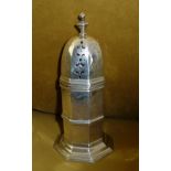 A SOLID SILVER ‘LIGHT-HOUSE’ SUGAR CASTOR, Hallmark for Birmingham 1928, By Famous Silversmith