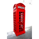 A PAINTED GOOD QUALITY TELEPHONE BOX, wooden, 70in high x 21in wide x 21in deep